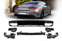 Mercedes S-class C217 Coupe 2014–2020 Zadnji difuzor z izpušnimi zaključki Black (2018-2020) fotografija 1