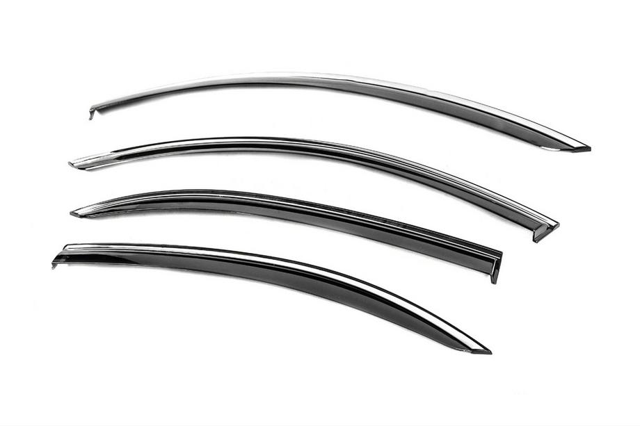 Mercedes S-class W221 2005–2013 Vetrni deflektorji oken s kromiranim okrasnim trakom Niken Luxury (Long, 4 kos) Fotografija 2