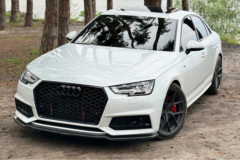 Audi A4 B9 2015–2024 Sprednji lip spojler DPT V-1 (za S-Line, 2015-2019, visok sijaj črna) Image