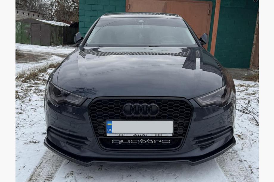 Audi A6 C7 2011–2017 Sprednji lip spojler DPT V-2 (za S-Line, 2011-2015) (črna sijaj) Image