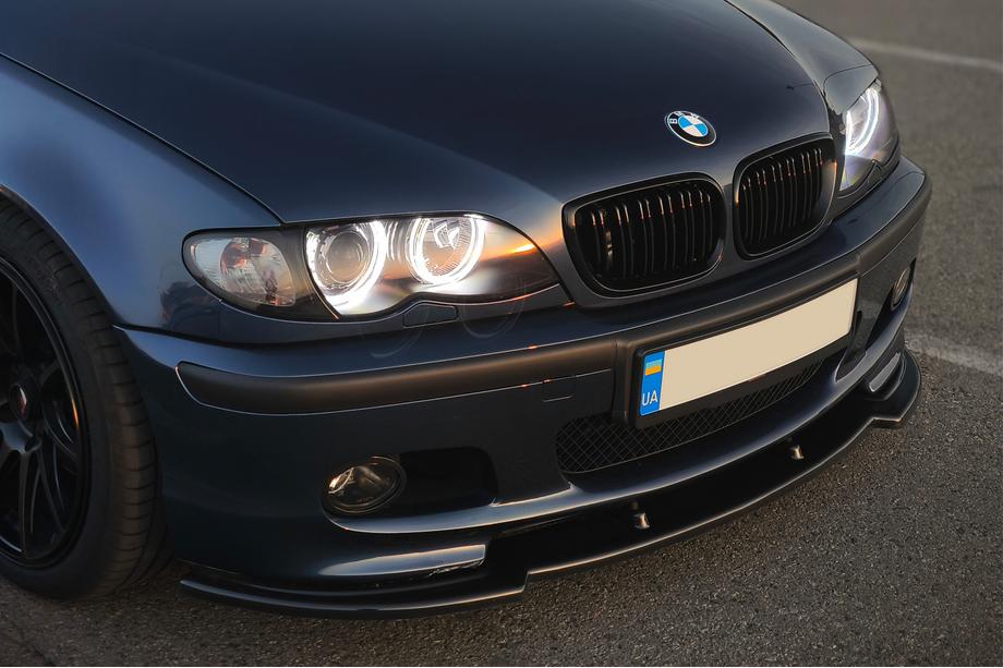 BMW serija 3 E46 1998–2006 Sprednji lip spojler DPT V-1 (za M Sport, črna visok sijaj) Fotografija 1