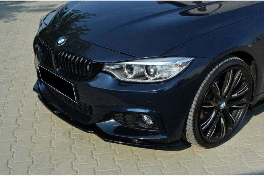 BMW serija 4 F32/F33/F36 2012–2020 Sprednji lip spojler DPT V-2 (za M-Sport, sijajno črna) Fotografija 1