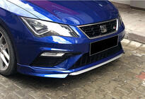 Seat Leon 2013–2020 Sprednji lip spojler DPT V-1 (2017-2020, črn visok sijaj) fotografija 1
