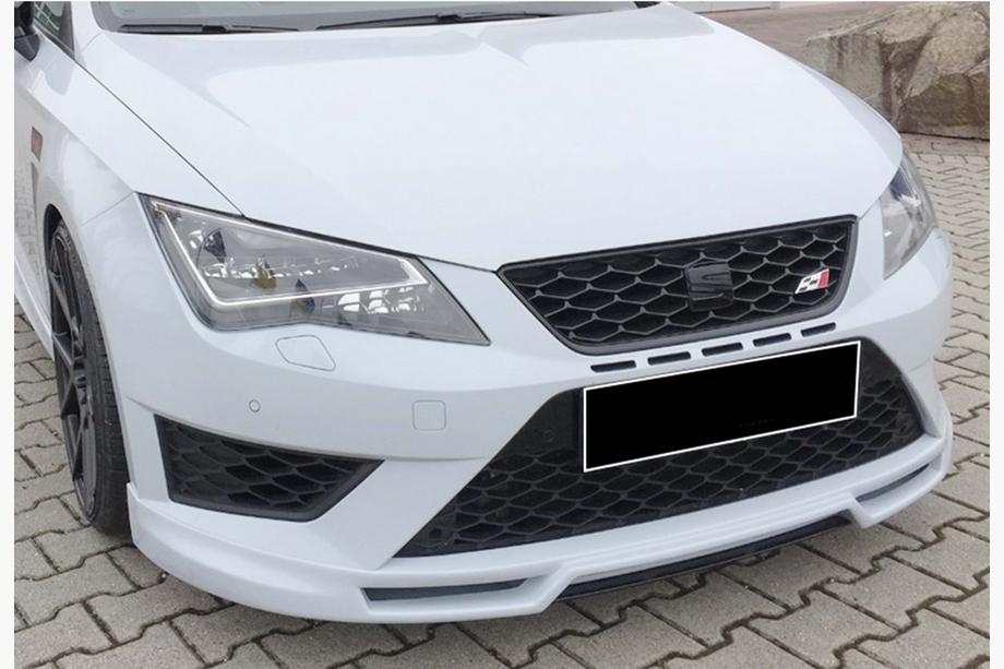 Seat Leon 2013–2020 Sprednji lip spojler DPT V-5 (2017-2020, črna visok sijaj) Image