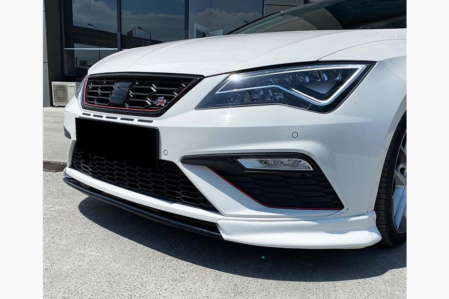 Seat Leon 2013–2020 DPT V-3 sprednji lip spojler (2013-2016, črna visok sijaj) Image