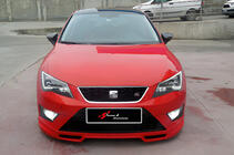 Seat Leon 2013–2020 Sprednji lip spojler DPT V-4 (2013-2016, črna visok sijaj) fotografija 1