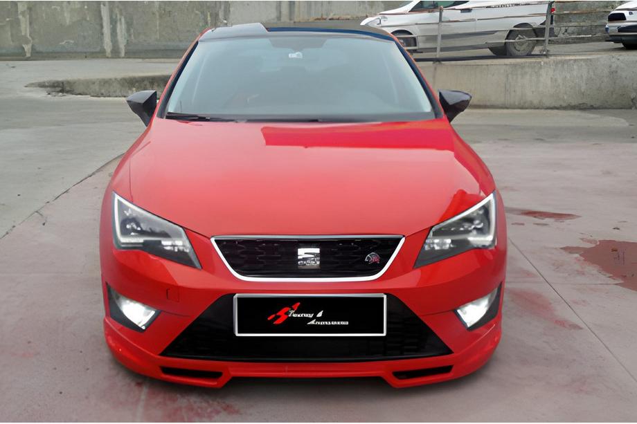 Seat Leon 2013–2020 Sprednji lip spojler DPT V-4 (2013-2016, črna visok sijaj) Image