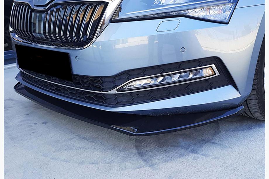 Skoda Superb 2015–2024 Sprednji lip spojler odbijača DPT V-3 (2015-2020, sijajno črna) Fotografija 3