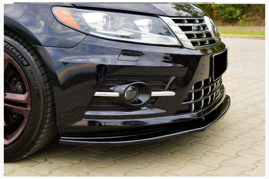 Volkswagen Passat CC 2008–2017 Sprednji lip spojler DPT (za R-Line, 2008-2011, črni sijaj) Fotografija 1