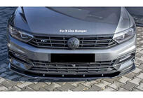 Volkswagen Passat B8 2015–2023 Sprednji lip spojler DPT V-1 (za R-Line, 2015-2019 EU, sijajno črna) fotografija 1