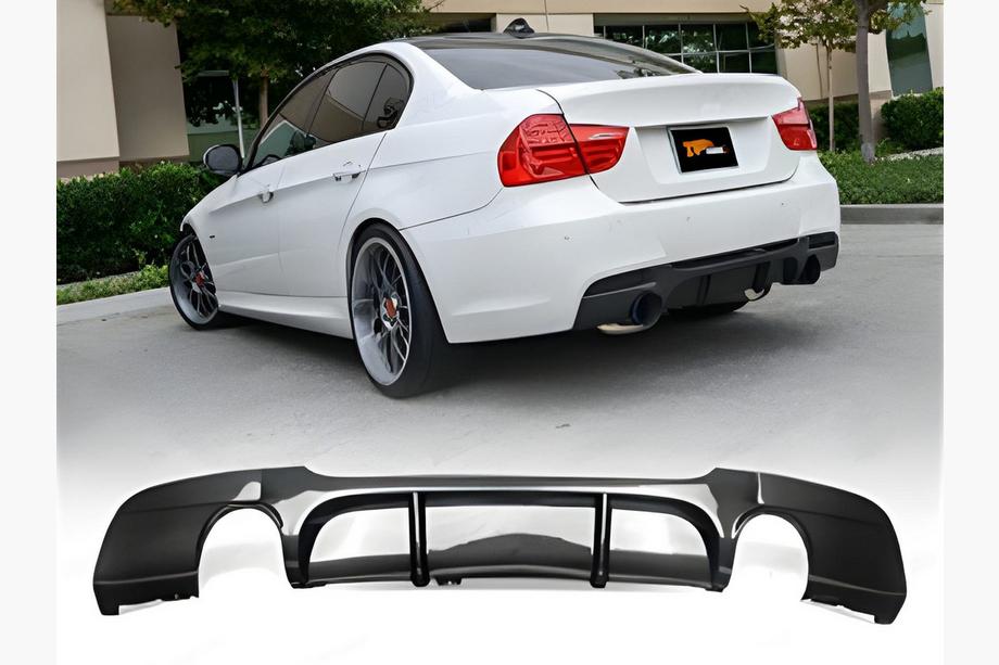 BMW serija 3 E90/E91 2005–2011 Zadnji difuzor DPT V-4 (za E90 M-Sport, črna sijaj) Image