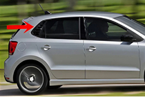Volkswagen Polo 2010–2017 Obrobe zadnjih stekel DPT (črna visok sijaj, 2 kosa) fotografija 1