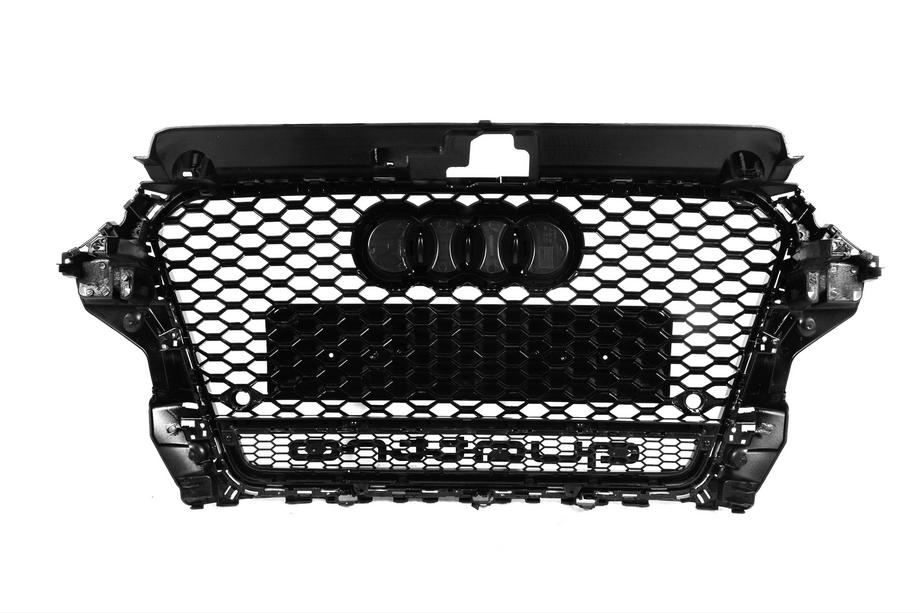 Audi A3 2012–2020 Sprednja maska v RS slogu z napisom Quattro (2012-2016, črna) Fotografija 4
