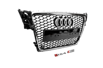 Audi A4 B8 2007–2015 RS-style V-2 sprednja maska (2007-2011, črna s kromom) fotografija 3