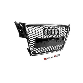 RS-style V-2 sprednja maska (2007-2011, črna s kromom) Audi A4 B8 2007–2015 fotografija 3