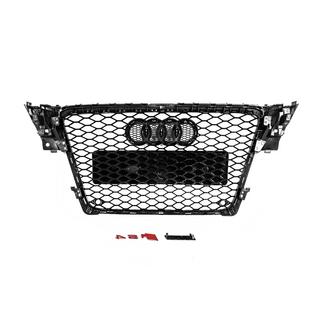 RS-style V-2 sprednja maska (2007-2011, črna s kromom) Audi A4 B8 2007–2015 fotografija 4