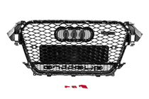 Audi A4 B8 2007–2015 Sprednja črna maska hladilnika v RS slogu z napisom Quattro (2012-2015) fotografija 4