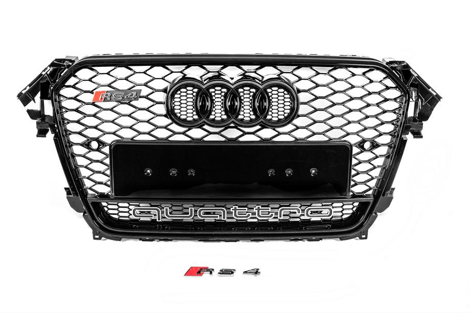 Audi A4 B8 2007–2015 Sprednja črna maska hladilnika v RS slogu z napisom Quattro (2012-2015) Image
