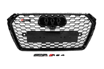 Audi A4 B9 2015–2024 Sprednja maska hladilnika v RS slogu z napisom Quattro (2015-2019, črna) fotografija 1