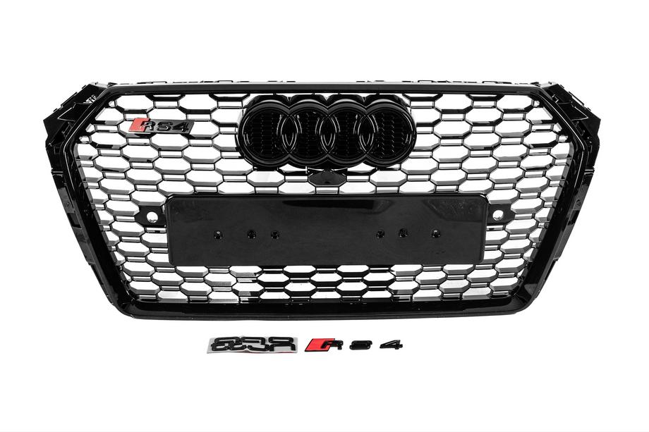 Audi A4 B9 2015–2024 Sprednja maska hladilnika v RS slogu z napisom Quattro (2015-2019, črna) Image