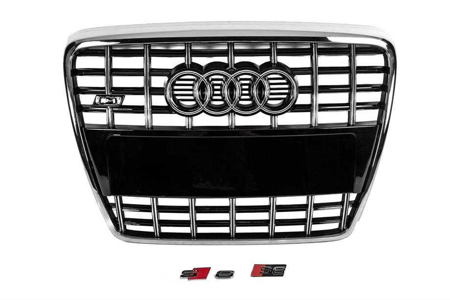Audi A6 C6 2004–2011 Sprednja maska S-style (črna s kromom) Fotografija 3