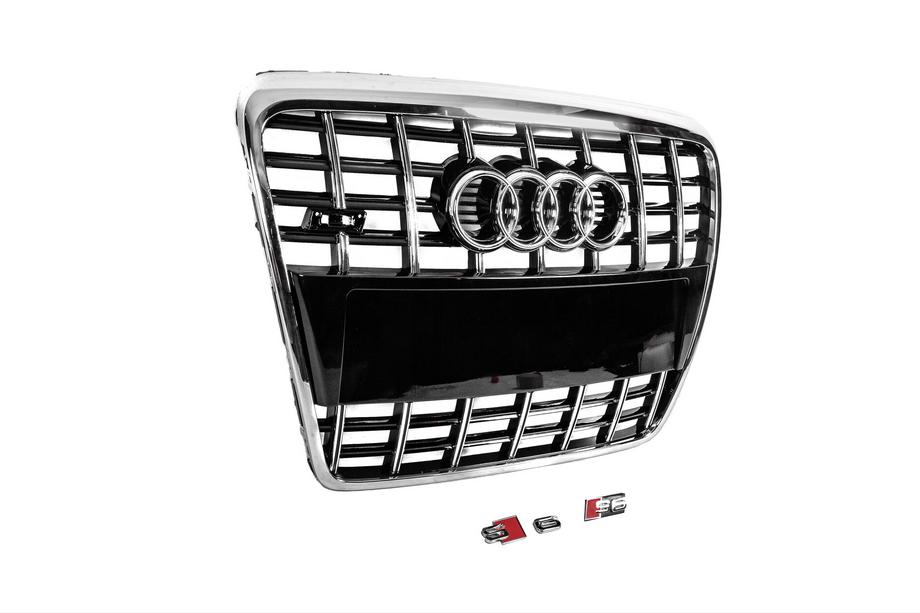 Audi A6 C6 2004–2011 Sprednja maska S-style (črna s kromom) Fotografija 4