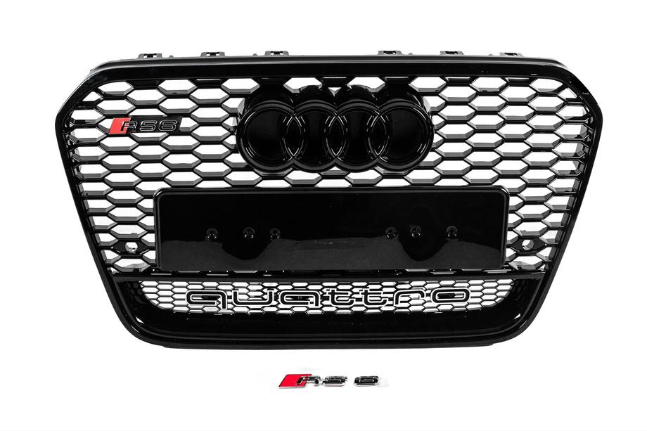 Audi A6 C7 2011–2017 Sprednja črna maska v RS-style z napisom Quattro (2011-2014) Image