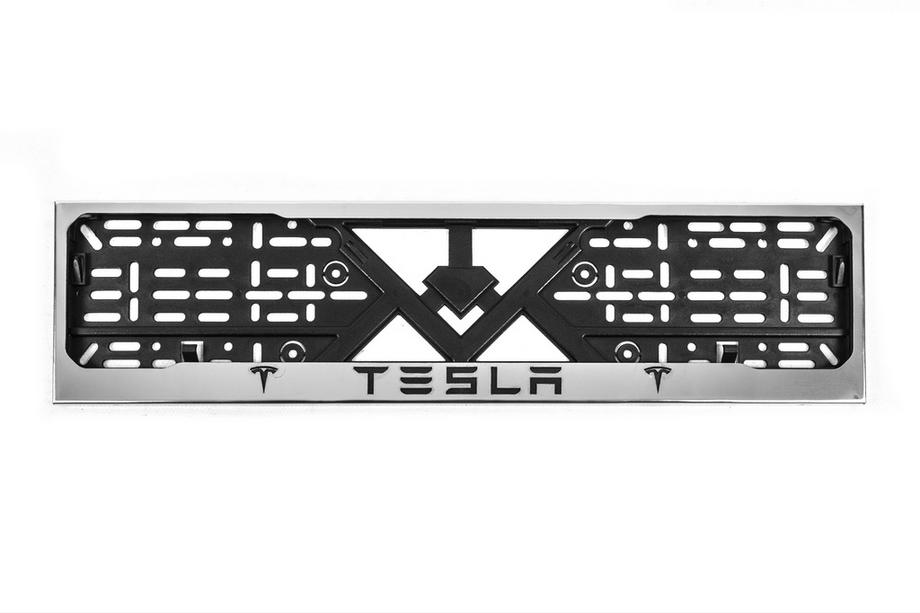 Tesla Kromiran okvir registrske tablice (1 kos, nerjaveče jeklo) Image