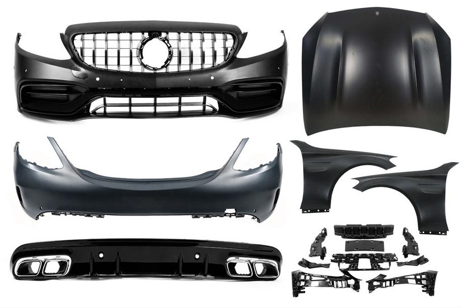 Mercedes C-class W205 2014–2021 Body kit s pokrovom motorja in blatniki (C63 AMG) Image