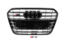 Audi A6 C7 2011–2017 Črna sprednja maska hladilnika s črnim okvirjem S-style (2011-2014) fotografija 1