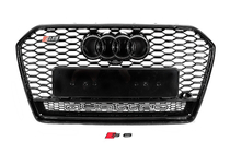 Audi A6 C7 2011–2017 Črna sprednja maska hladilnika RS-style z napisom Quattro (2014-2017) fotografija 1