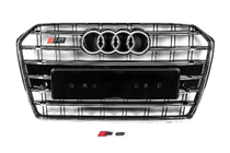 Audi A6 C7 2011–2017 Sprednja črna maska hladilnika s kromiranim okvirjem S-Style (2014-2017) fotografija 1