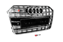 Audi A6 C7 2011–2017 Sprednja črna maska hladilnika s kromiranim okvirjem S-Style (2014-2017) fotografija 3