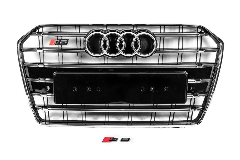 Audi A6 C7 2011–2017 Sprednja črna maska hladilnika s kromiranim okvirjem S-Style (2014-2017) Image
