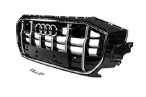 Audi Q8 2018– Sprednja maska SQ-Style (2018-2023, črna s kromom) fotografija 2