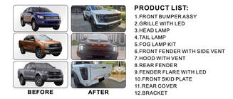 Ford Ranger 2011–2022 Komplet karoserijskih dodatkov (dizajn F150 Raptor 2023) fotografija 3