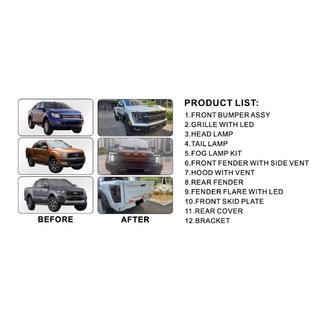 Komplet karoserijskih dodatkov (dizajn F150 Raptor 2023) Ford Ranger 2011–2022 fotografija 3