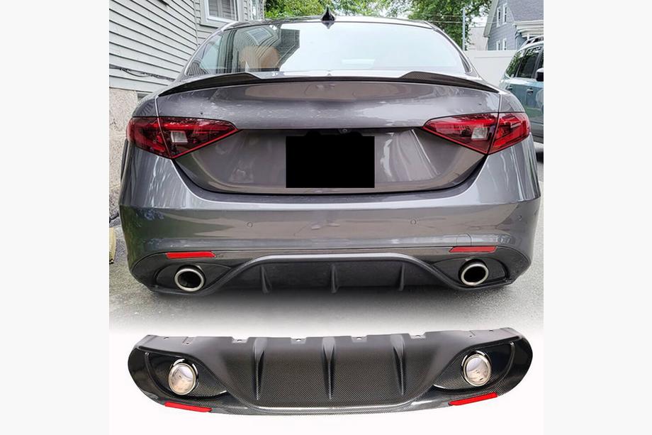 Alfa Romeo Giulia 2016–2022 Difuzor zadnjega odbijača z izpušnimi zaključki V2 (za Base, Carbon) Image