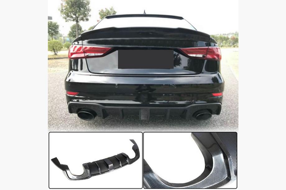 Audi A3 2012–2020 Difuzor zadnjega odbijača z LED zavorno lučjo V2 (za RS3 2017-2019, karbon) Image