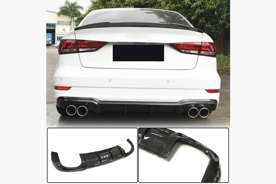 Audi A3 2012–2020 Difuzor zadnjega odbijača V5 (za S-Line Sedan 2017-2020, karbon) Image