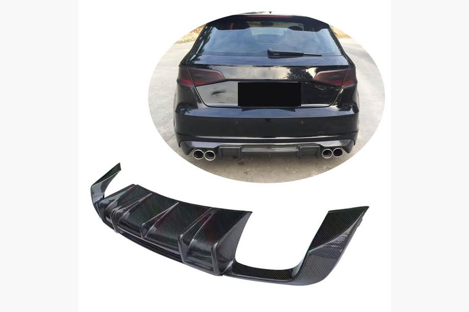 Audi A3 2012–2020 Difuzor zadnjega odbijača V1 (za S-Line HB 2012-2016, Carbon) Image