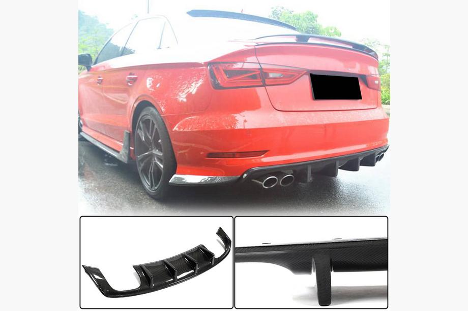 Audi A3 2012–2020 Difuzor zadnjega odbijača V3 (za S-Line Sedan 2012-2016, karbon) Image