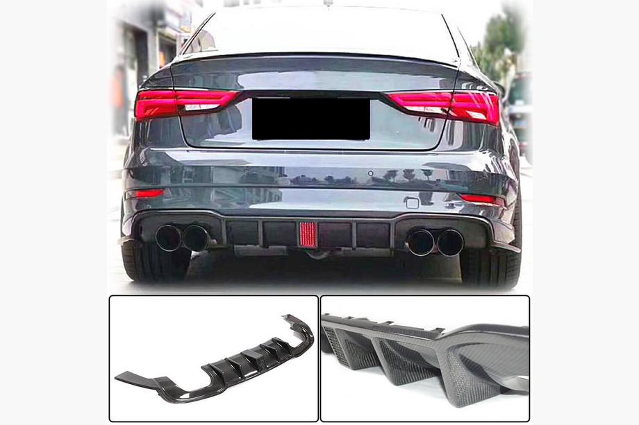 Audi A3 2012–2020 Difuzor zadnjega odbijača V2 (za S-Line Sedan 2017-2020, karbonski) Image