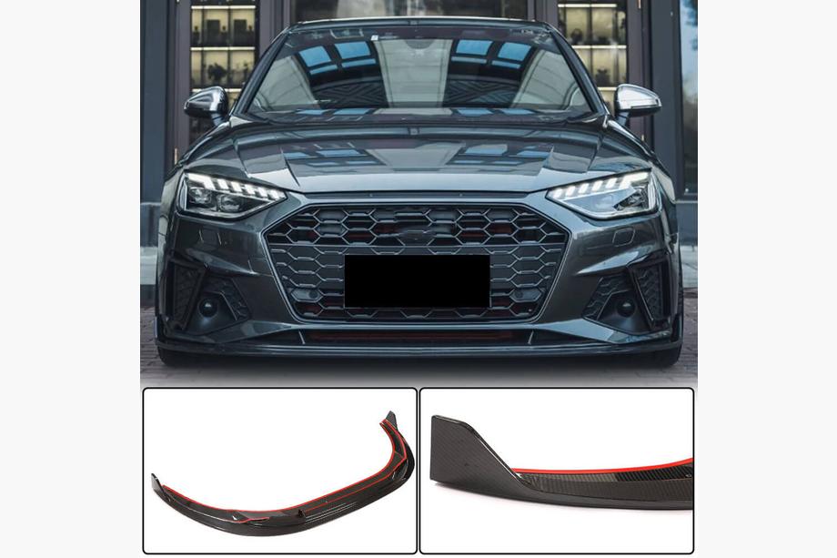 Audi A4 B9 2015–2024 Lip spojler za sprednji odbijač Lip V1 (za S-Line Sedan 2019-2024, karbon) Image