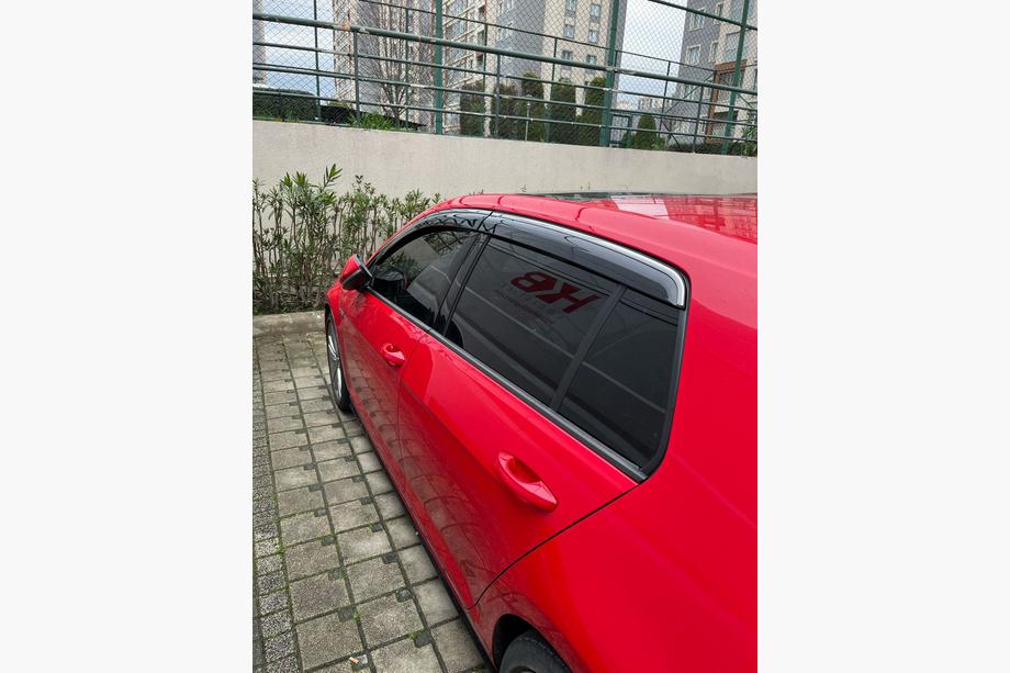 Volkswagen Golf 6 2008–2014 Vetrni deflektorji za okna s kromiranim okrasnim trakom HB (4 kos, Sunplex Steinless) Image