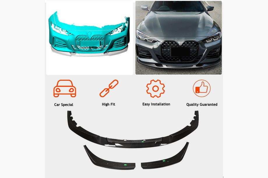 BMW serija 4 G22/23/26 2020– Sprednji lip spojler za odbijač Lip V3 (za G22/G23 M-Sport, karbon) Fotografija 2