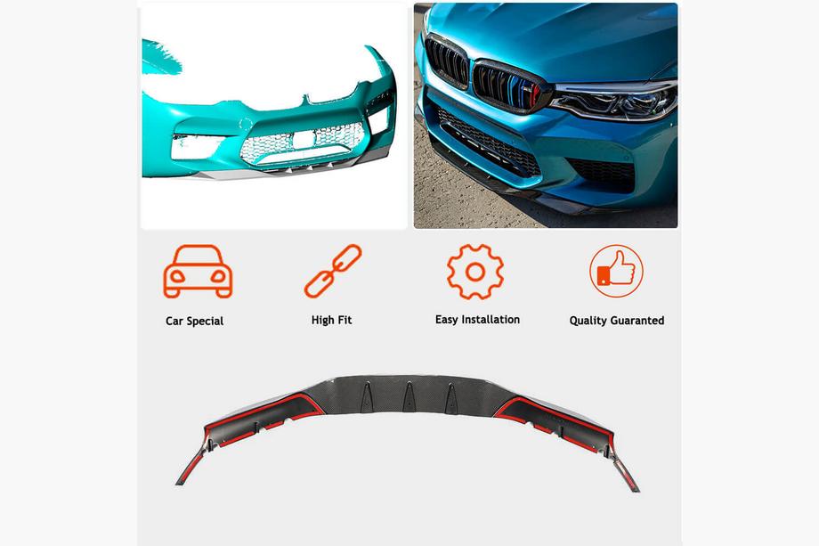 BMW serija 5 G30/G31 2017–2023 FRP V5 lip spojler za sprednji odbijač (za M5 2017-2020) Fotografija 3
