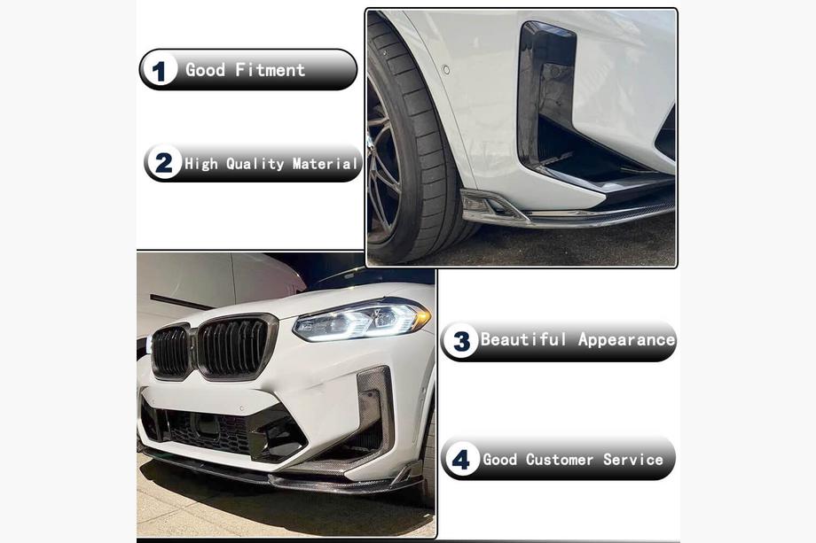 BMW X4 G02 2018– Lip spojler sprednjega odbijača (za F98 2022-2025, karbon) Fotografija 3
