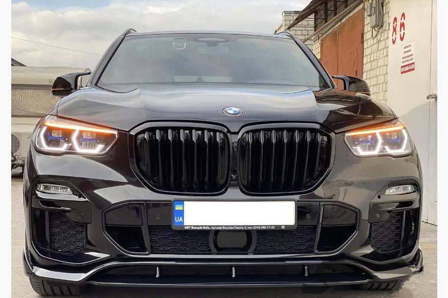 BMW X5 G05 2019–2026 Paradigm V-3 sprednji lip spojler (2018-2022, črna visok sijaj) Fotografija 1