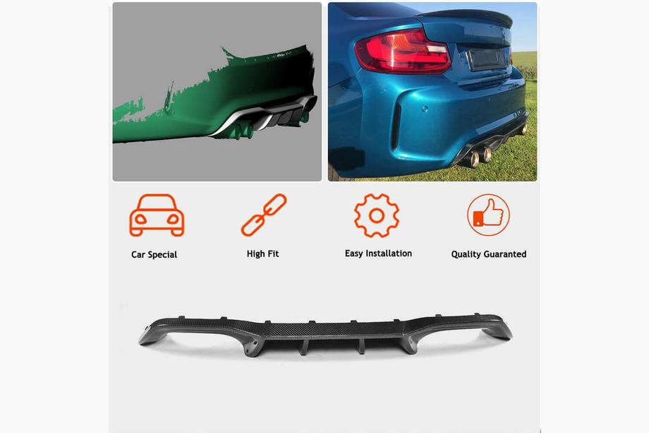 BMW serija 2 F22/F23 2014–2021 Difuzor zadnjega odbijača V6 (za F87 M2/M2С, karbon) Fotografija 2